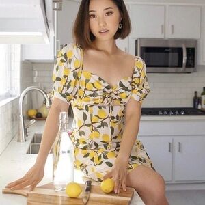 🏷️ NWT 🍋 Lemon Print Eggie x UO Victoria Dress. SIZE XS